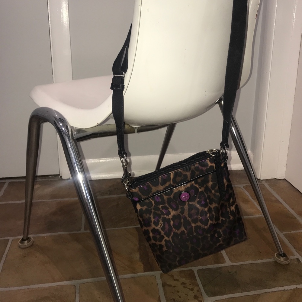 Coach cheetah purple print cloth crossbody